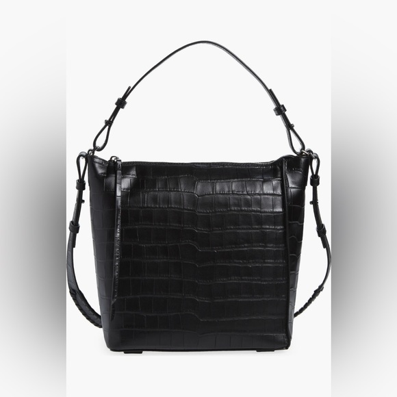 All Saints Handbags - All Saints Authentic Kita Croc Embossed Leather Shoulder/Crossbody Bag